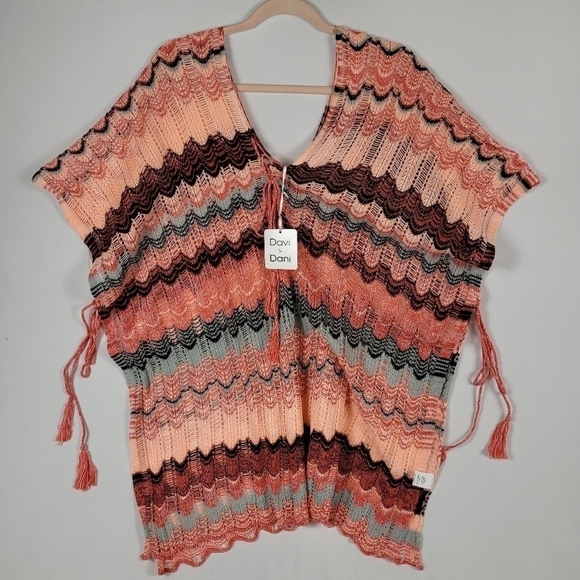 DAVI & DANI Other - Davi & Dani Under Cover Swim Cover-up Crochet Boho Women’s Pink Combo Sz 2XL NWT